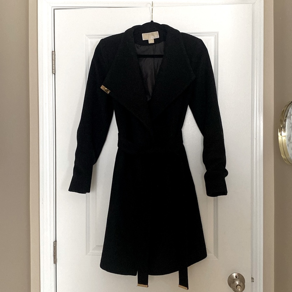 MICHAEL by Michael Kors Women’s Black Wool Blend Peacoat - Size Medium